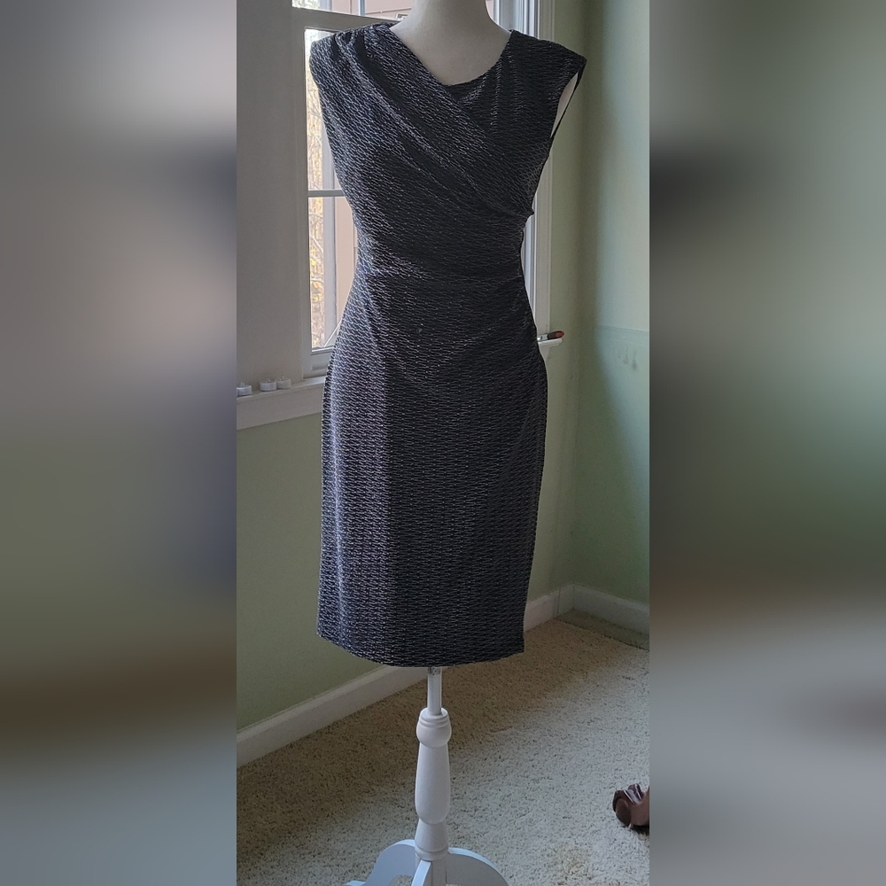 Shimmery black and silver short evening dress